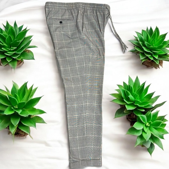 H&M Men’s Plaid Slim Fit Pull On Cuffed Pants - Picture 10 of 16